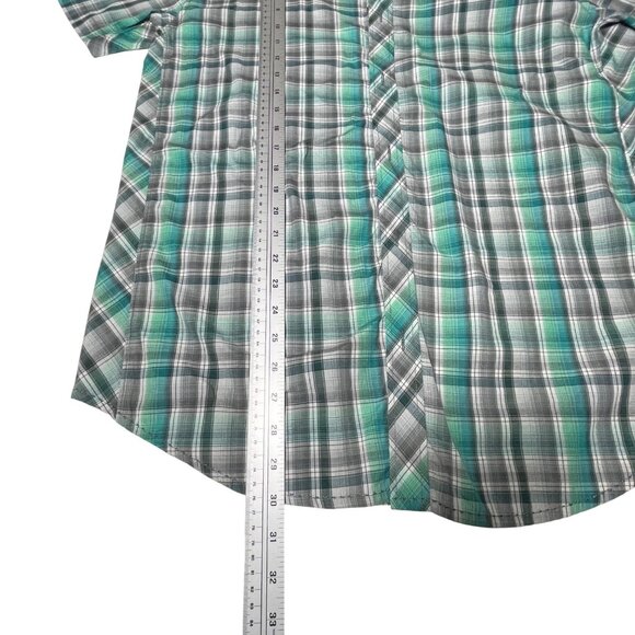 Prana Mens Slim Fit XL Green/Gray Plaid Short Sleeve Button-Up Shirt X-Large - Picture 9 of 12